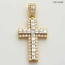 Load image into Gallery viewer, 14KY+W 3.25CTW BAGUETTE DIAMOND 2-ROW CROSS