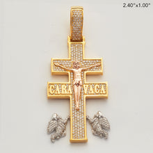 Cargar imagen en el visor de la galería, 14KY+W+R 1.60CTW DIAMOND &#39;CARA VACA&#39; CROSS PENDANT