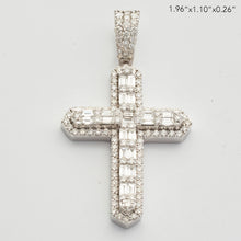 Load image into Gallery viewer, 14KW 3.20CTW BAGUETTE DIAMOND 3D CROSS PENDANT