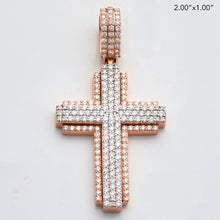 Load image into Gallery viewer, 14KR+W 2.40CTW DIAMOND 3D CROSS PENDANT