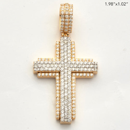 14KY+W 2.40CTW DIAMOND 3D CROSS PENDANT