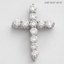 Load image into Gallery viewer, 14KW 0.90CTW DIAMOND 11 STONE 3-PRONG CROSS