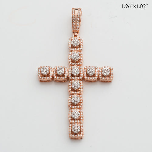 10KR+W 1.00CTW DIAMOND ROUND CLUSTER CROSS