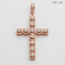 Load image into Gallery viewer, 10KR+W 1.00CTW DIAMOND ROUND CLUSTER CROSS