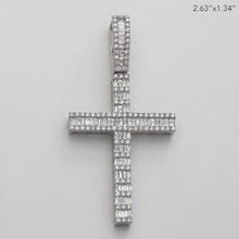 Load image into Gallery viewer, 10KW 3.45CTW BAGUETTE DIAMOND CROSS PENDANT