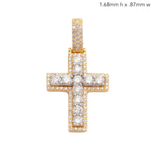 Load image into Gallery viewer, 14KY+W 3.25CTW DIAMOND 2-TONE SINGLE ROW CROSS