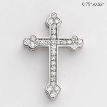 Load image into Gallery viewer, 14KW 0.20CTW DIAMOND FLEUR DE LIS CROSS - BEZEL