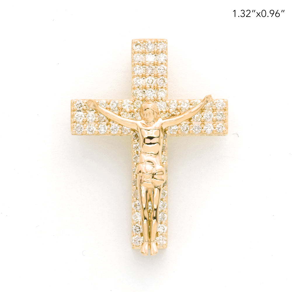 14KY 2.15CTW DIAMOND BLOCK DESIGN CRUCIFIX WITH