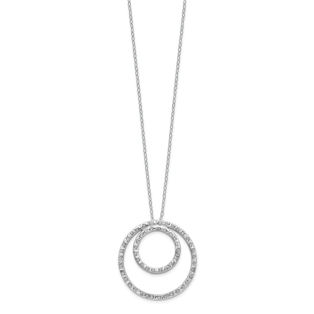 14k White Gold Diamond Fascination Double Circle Necklace