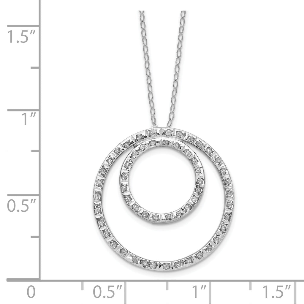 14k White Gold Diamond Fascination Double Circle Necklace