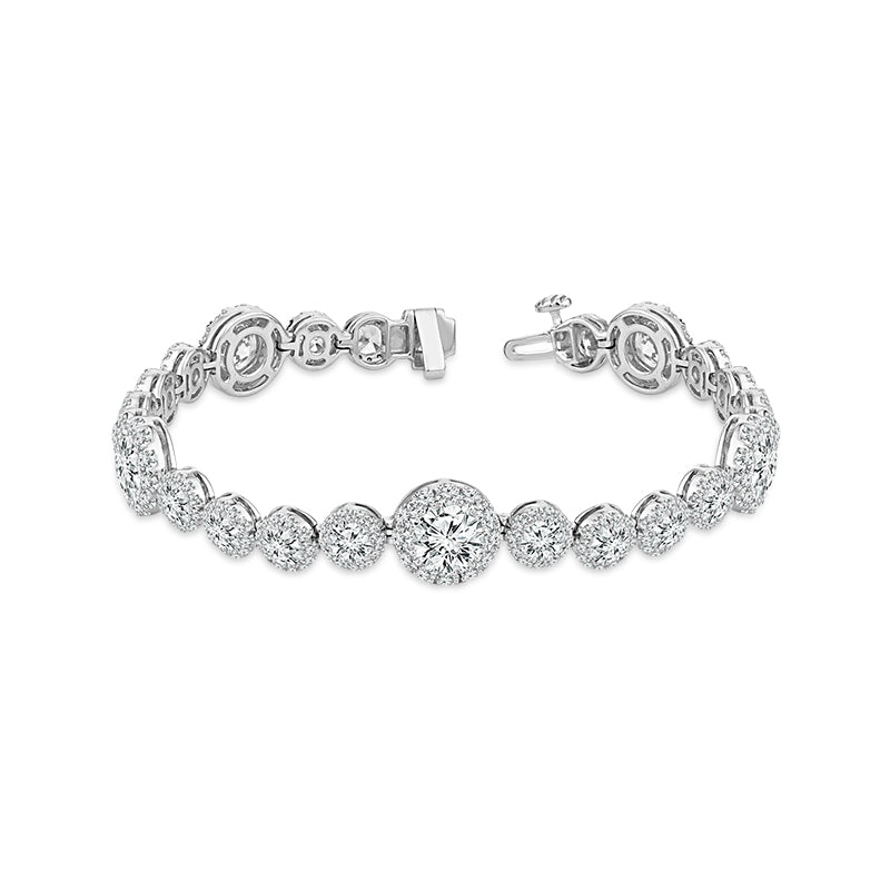 Diamond Bracelet 14.60 ct tw Round 14k White Gold