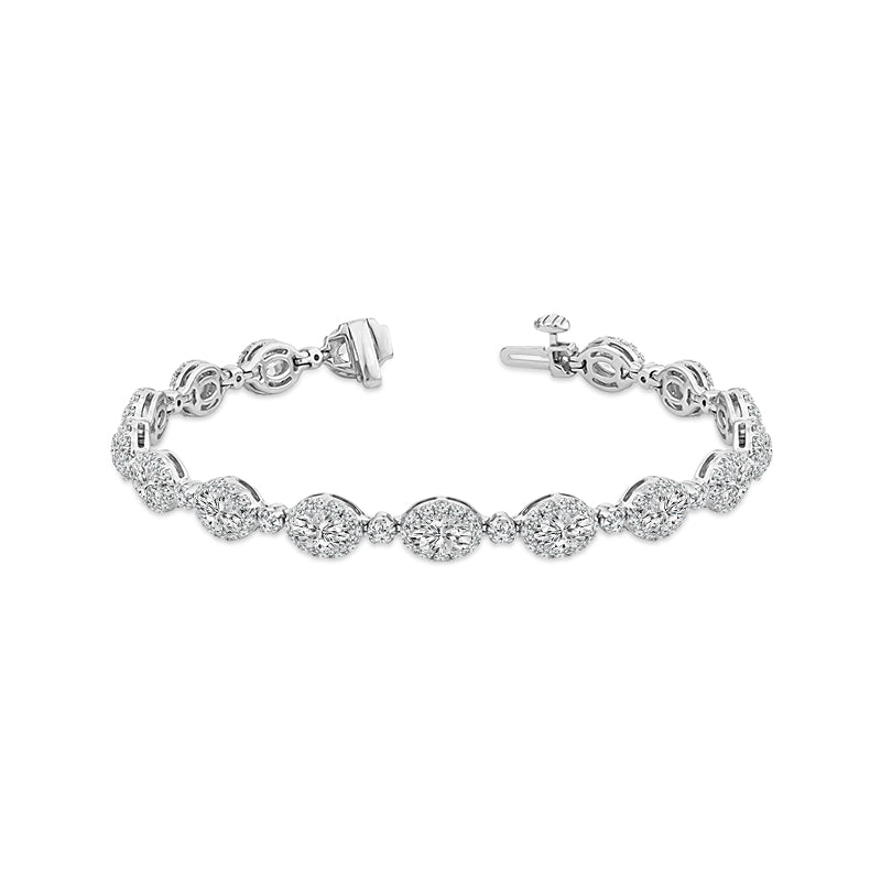 Diamond Bracelet 9.5 ct tw Oval Round 14k White Gold