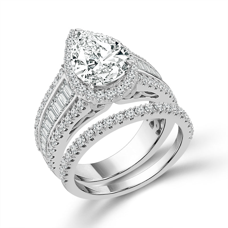 Diamond Bridal Set 2 Ct Center PE 14k White Gold