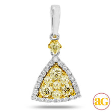 Load image into Gallery viewer, 14KW 0.90 CTW FANCY YELLOW DIAMOND CLUSTER PENDANT