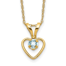 Cargar imagen en el visor de la galería, 14k Madi K 3mm Aquamarine Heart Birthstone Necklace