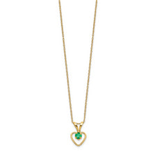 Cargar imagen en el visor de la galería, 14k Madi K 3mm Emerald Heart Birthstone Necklace