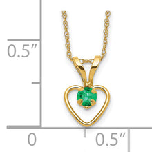 Cargar imagen en el visor de la galería, 14k Madi K 3mm Emerald Heart Birthstone Necklace