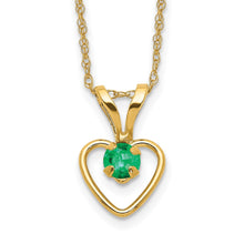 Cargar imagen en el visor de la galería, 14k Madi K 3mm Emerald Heart Birthstone Necklace