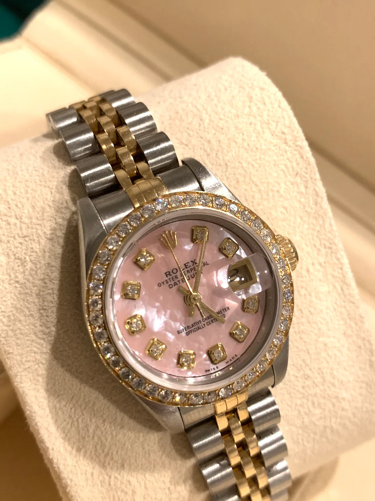 Preowned Rolex Datejust Ladies 26mm Jubilee Pink Mop with Diamond bezel