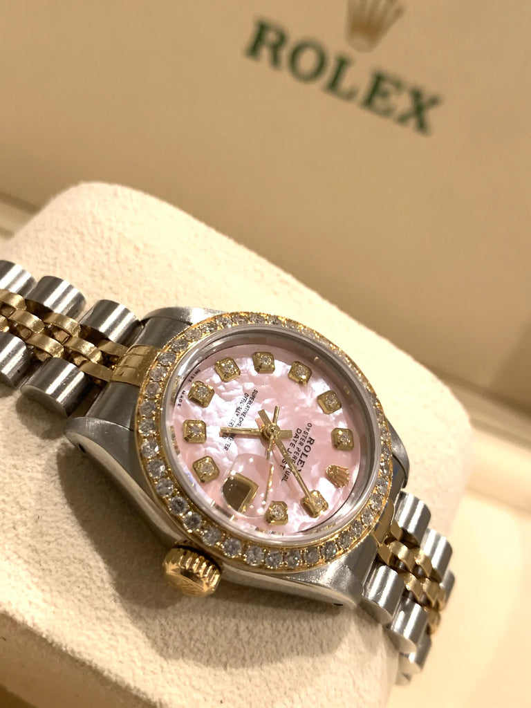 Rolex Datejust Ladies 26mm Jubilee Pink Mop con bisel de diamantes