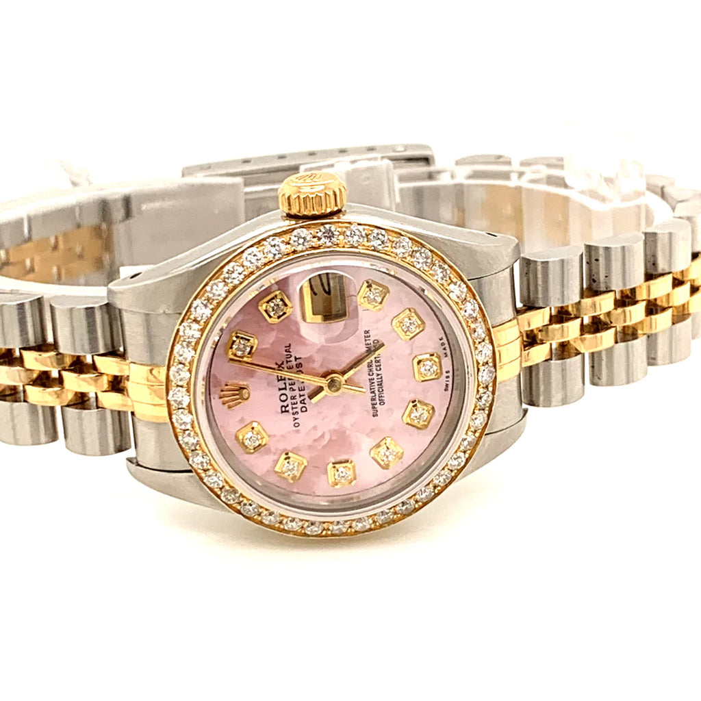 Preowned Rolex Datejust Ladies 26mm Jubilee Pink Mop with Diamond bezel