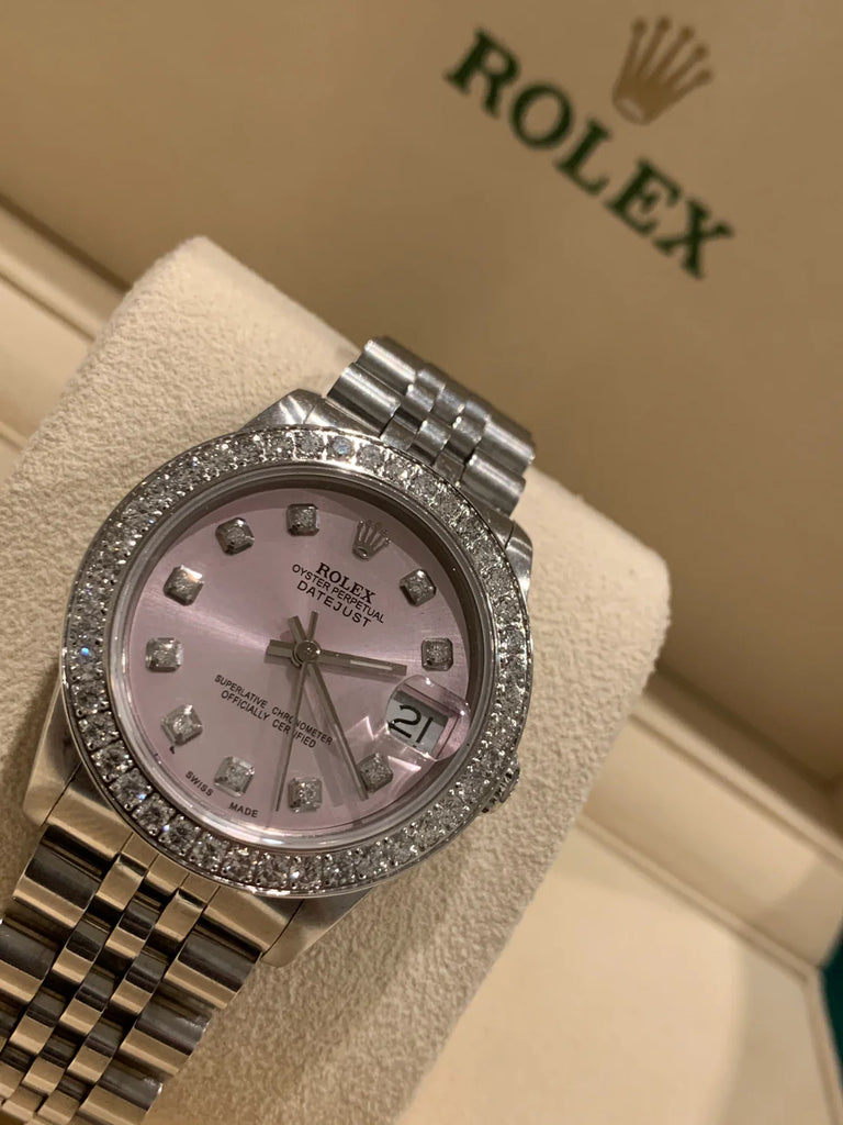 Preowned Rolex Datejust 68274 Ladies Stainless Steel 31mm Jubilee Pink