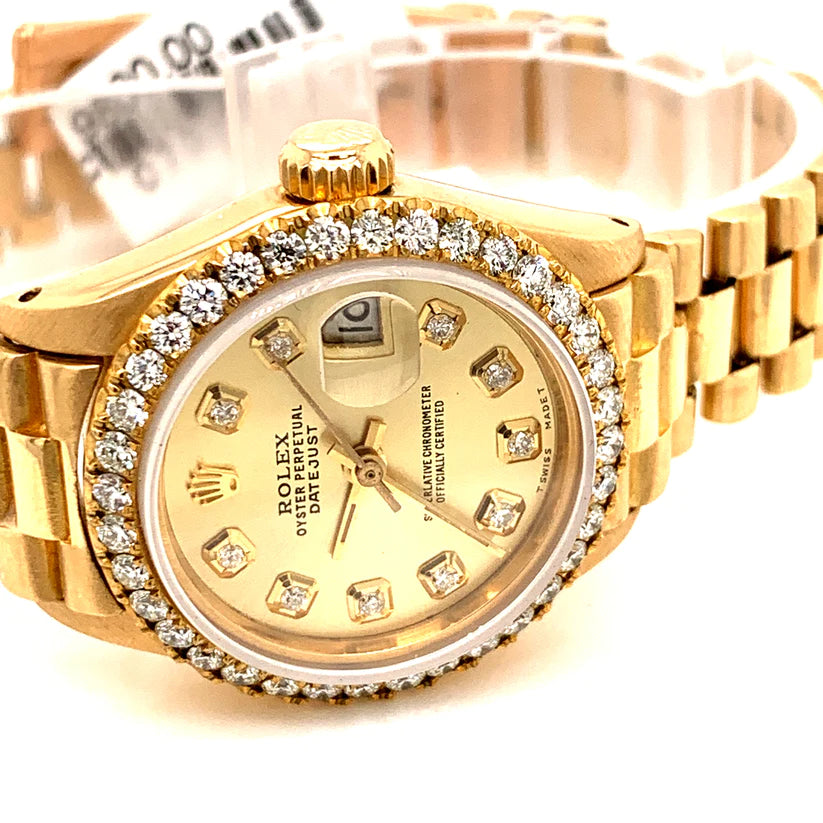 Preowned Ladies 26mm Presidential 18k 6917 Diamond Bezel Diamond dial