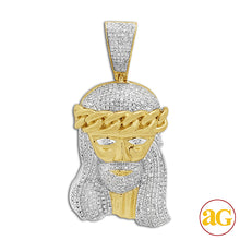 Cargar imagen en el visor de la galería, 10KY 1.10CTW DIAMOND MIAMI CUBAN JESUS PENDANT