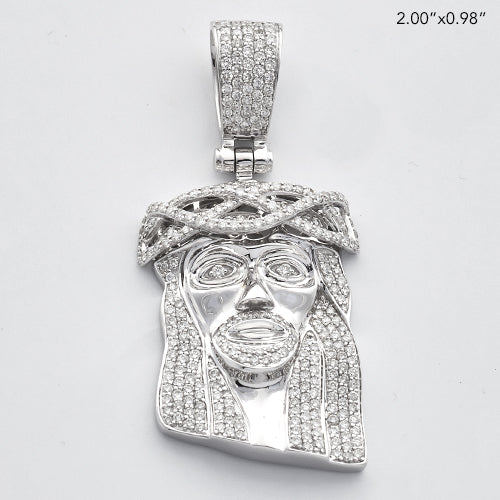 14KW 2.65CTW DIAMOND JESUS PENDANT