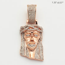 Load image into Gallery viewer, 10KR 0.55CTW MICROPAVE DIAMOND JESUS HEAD PENDANT