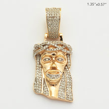 Cargar imagen en el visor de la galería, 10KY 0.55CTW MICROPAVE DIAMOND JESUS HEAD PENDANT