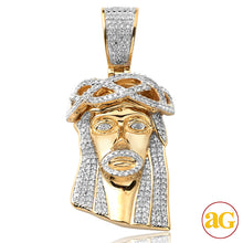 Cargar imagen en el visor de la galería, 10KY 0.50CTW DIAMOND JESUS PENDANT [ROUNDED BAIL]