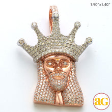 Load image into Gallery viewer, 10KR+W 4.25CTW DIAMOND KING JESUS PENDANT