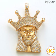 Cargar imagen en el visor de la galería, 10KY 4.25CTW DIAMOND KING JESUS PENDANT