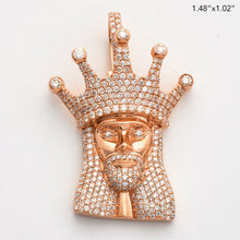 Cargar imagen en el visor de la galería, 10KR 2.00CTW DIAMOND KING JESUS PENDANT