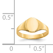 Cargar imagen en el visor de la galería, 14k High Polished Oval Closed Back Baby Signet Ring