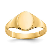 Cargar imagen en el visor de la galería, 14k High Polished Oval Closed Back Baby Signet Ring