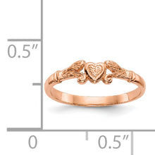 Cargar imagen en el visor de la galería, 14K Rose Gold Textured Mini Heart Baby Ring