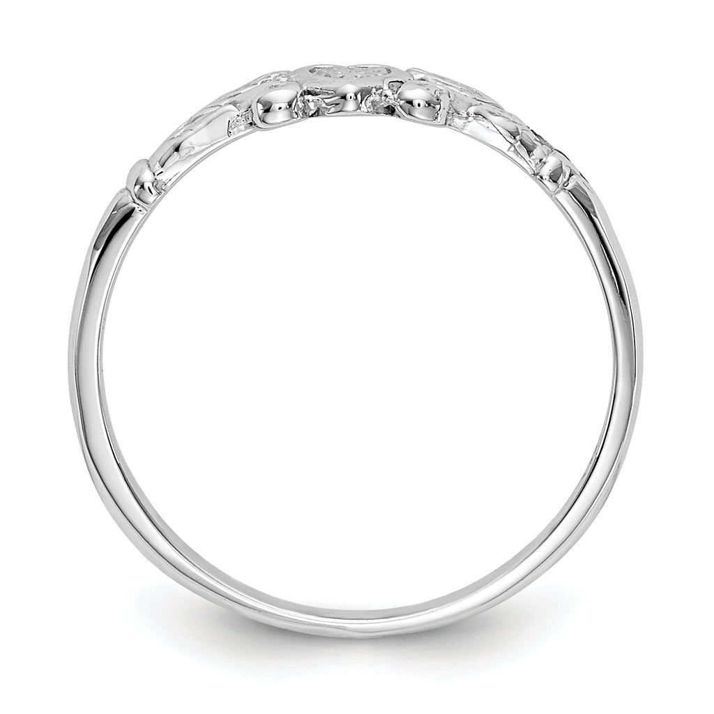 14K White Gold Textured Mini Heart Baby Ring