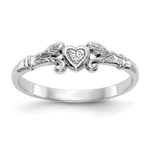 Cargar imagen en el visor de la galería, 14K White Gold Textured Mini Heart Baby Ring