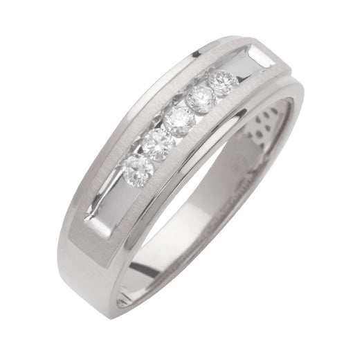 14KW 0.25CTW DIAMOND 5-STONE CHANNEL SET MENS BAND