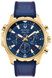 Bulova Marine Star 97B168 Banda azul Costuras rojas