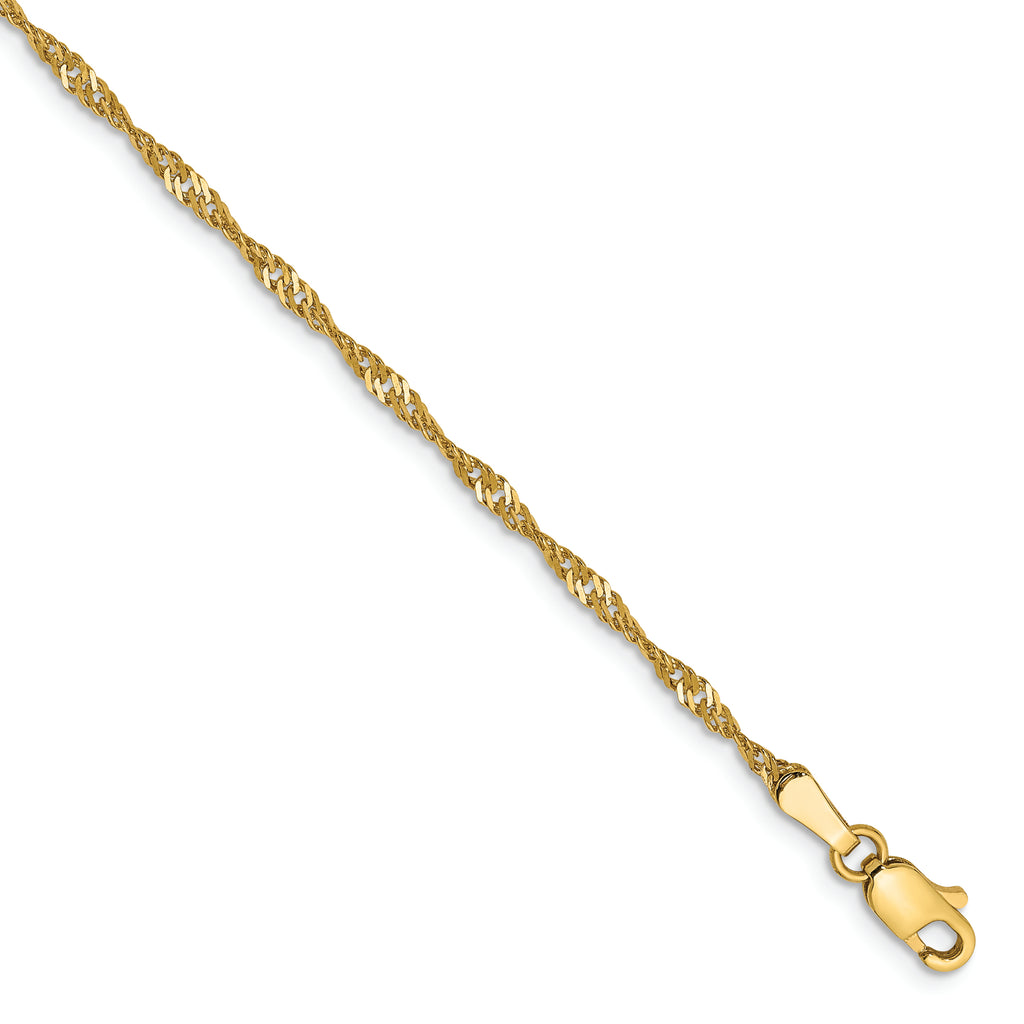 14k 1.70mm Singapore Chain Anklet