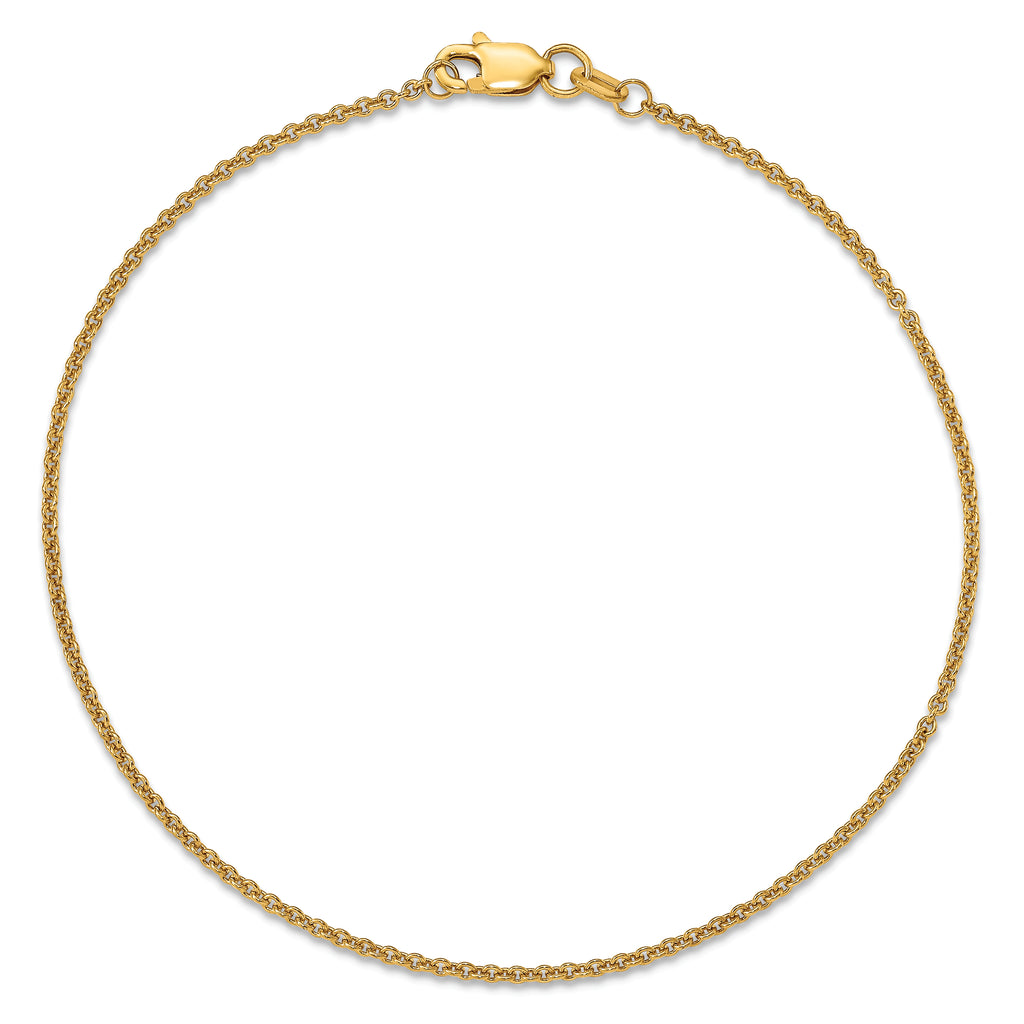 14k 1.4mm Round Open Link Cable Chain Anklet