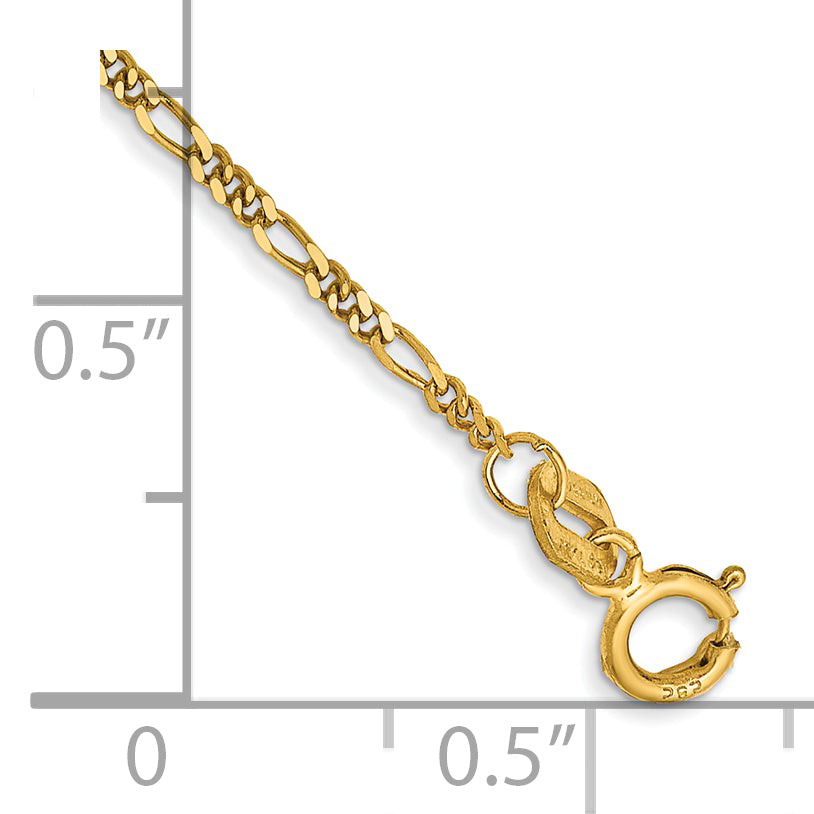 14k 1.25mm Flat Figaro Chain Anklet