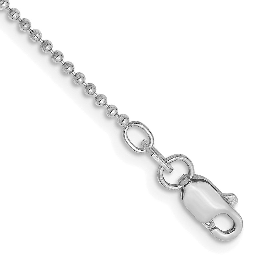 14k WG 1.2mm D/C Beaded Chain Anklet