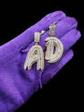 Tri-Tone Diamond Initial Pendants w/ Chain