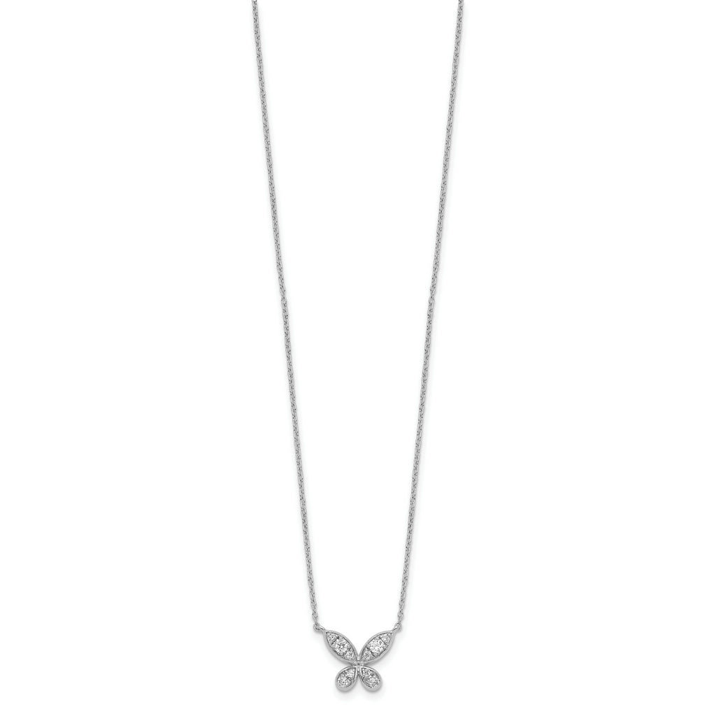 14k White Gold Diamond Butterfly 18in Necklace