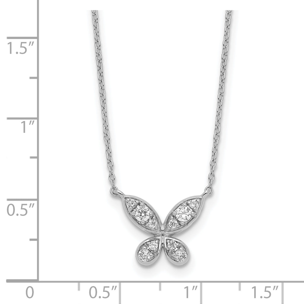 14k White Gold Diamond Butterfly 18in Necklace