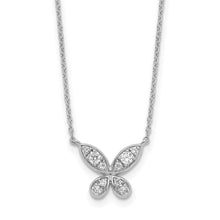 Cargar imagen en el visor de la galería, 14k White Gold Diamond Butterfly 18in Necklace